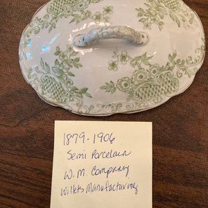 VINTAGE W M Co Semi Porcelain 1879-1906 soap dish lid